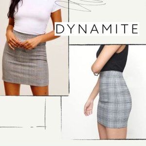 PLAID BLUE/GREY SKIRT - HIGHWAISTED